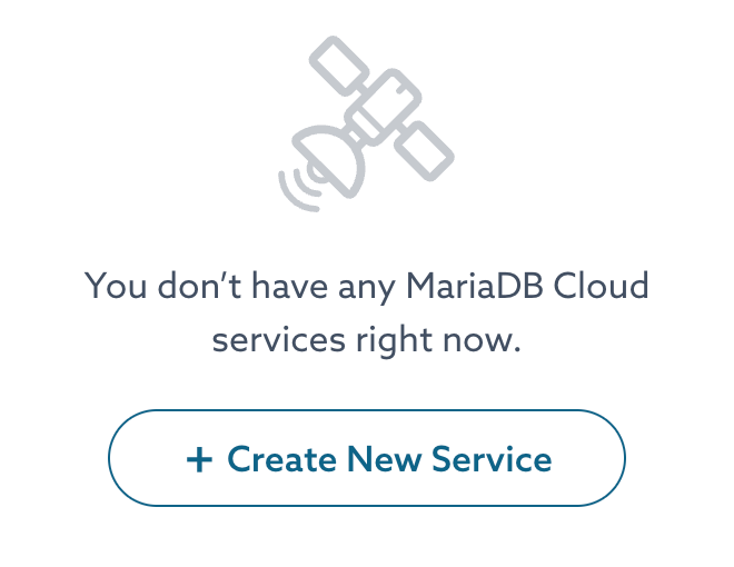 MariaDB Cloud Dashboard with the Create New Service button.